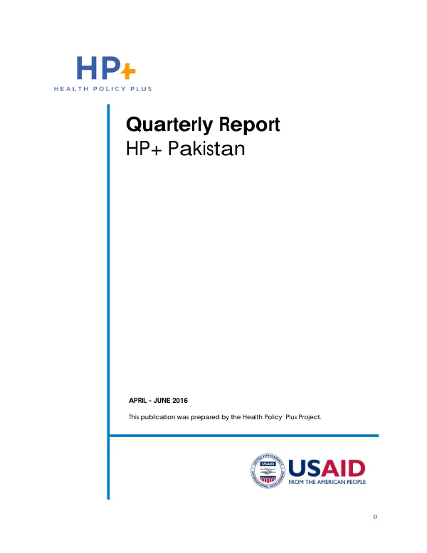 Quarterly Report: HP+ Pakistan (April - June 2016)