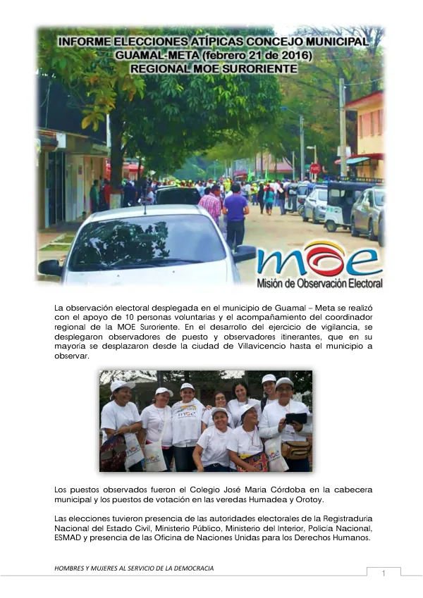 Observaciones Electorales en el Municipio de Meta