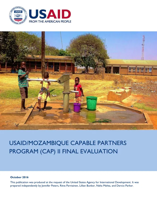 USAID/MOZAMBIQUE CAPABLE PARTNERS PROGRAM (CAP) II FINAL EVALUATION