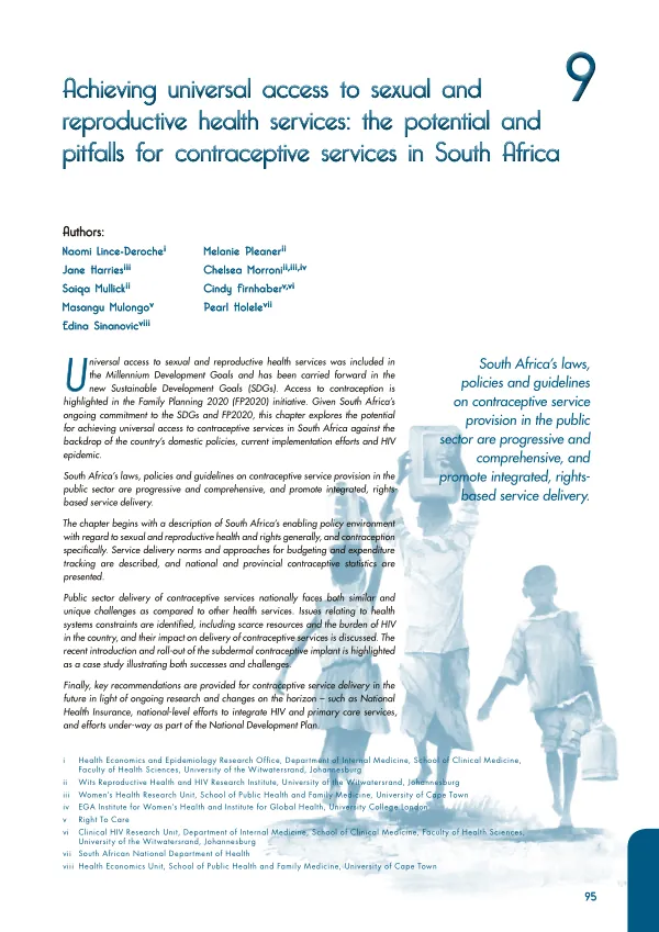 Achieving universal access to sexual and reproductive health services: the potential and pitfalls for contraceptive services in South Africa