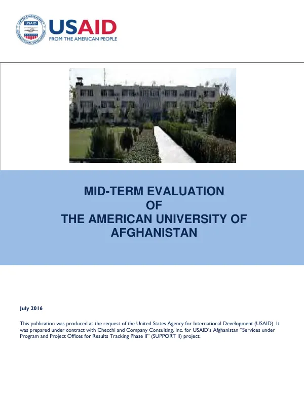 Mid-term Evaluation of the American University of Afghanistan