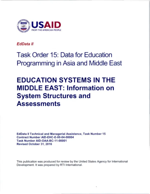Education Systems in the Middle East: Information on System Structures and Assessments