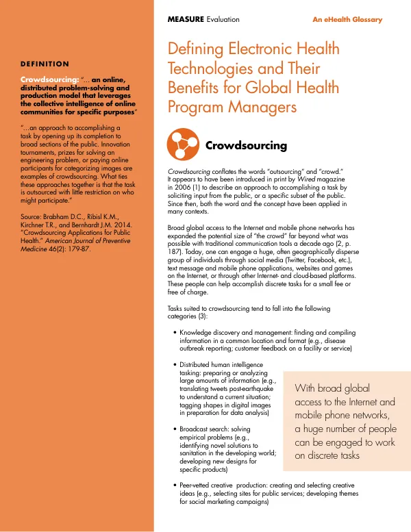Defining Electronic Health Technologies and Their Benefits for Global Health Program Managers