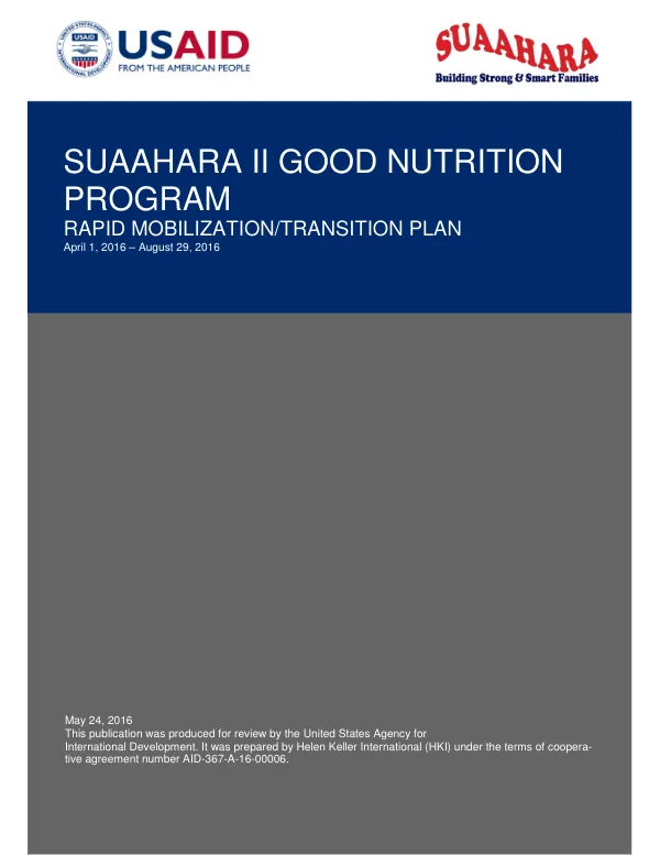 Rapid Mobilization and Transition Plan for Suaahara II Good Nutrition Program