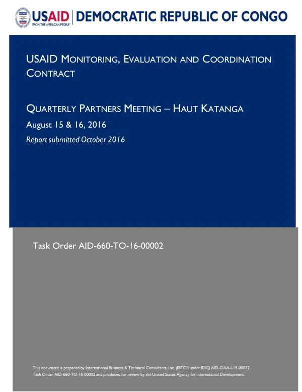 Quarterly Partners Meeting – Haut Katanga