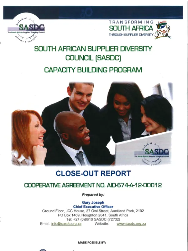 Close-out Report: South African Supplier Diversity Council (SASDC) Capacity Building Program