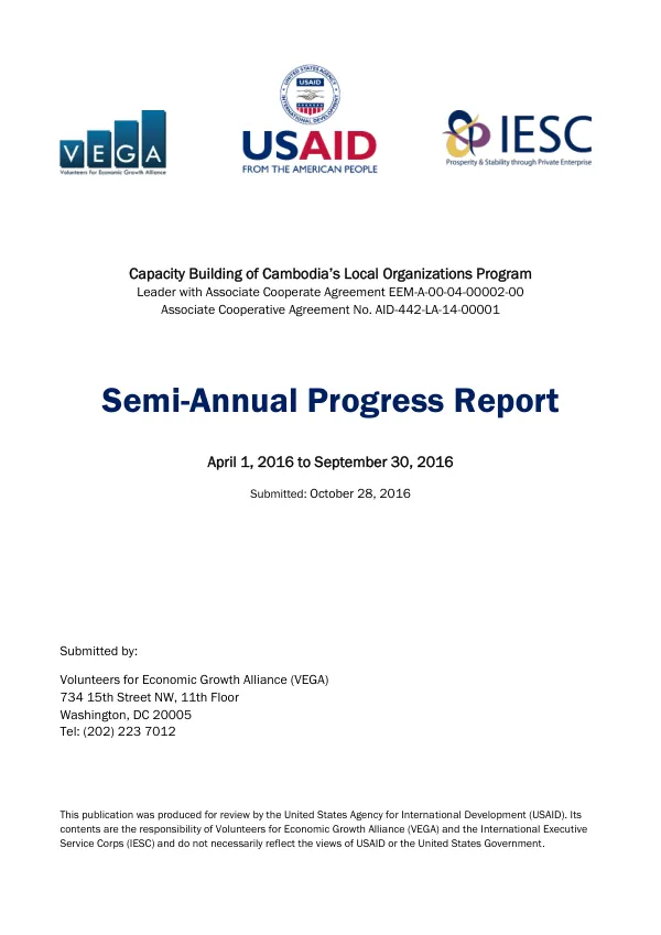 Capacity Building of Cambodia’s Local Organizations Program Semi-Annual Progress Report