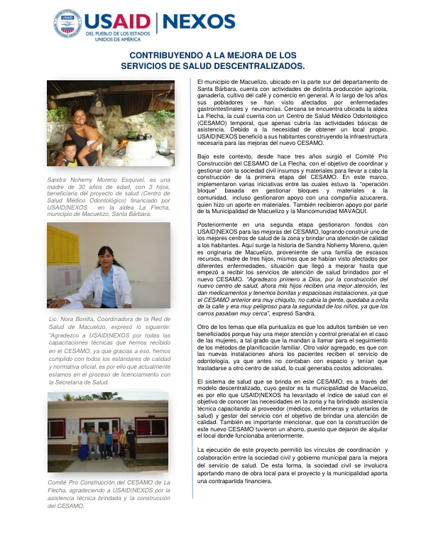 Construcción del Centro de Salud Médico Odontológico (CESAMO) en La Flecha, Macuelizo, Santa Bárbara