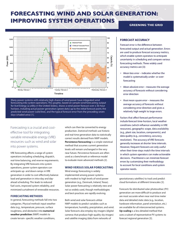 Forecasting Wind and Solar Generation: Improving System Operations, Greening the Grid