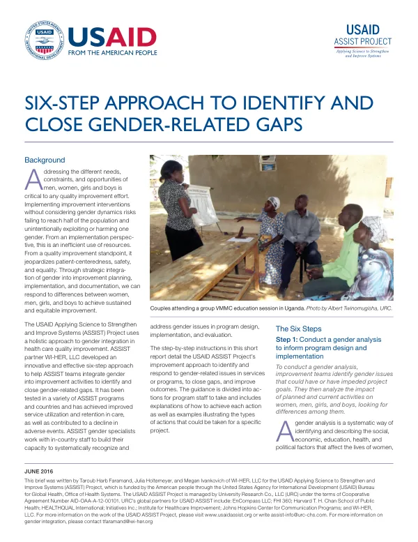 Six-step Approach to Identify and Close Gender-related Gaps