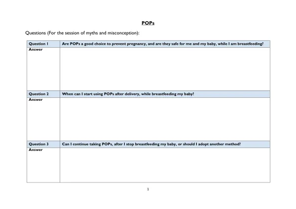 Questions for the session on myths and misconceptions