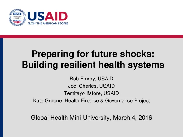 Preparing for Future Shocks: Building Resilient Health Systems