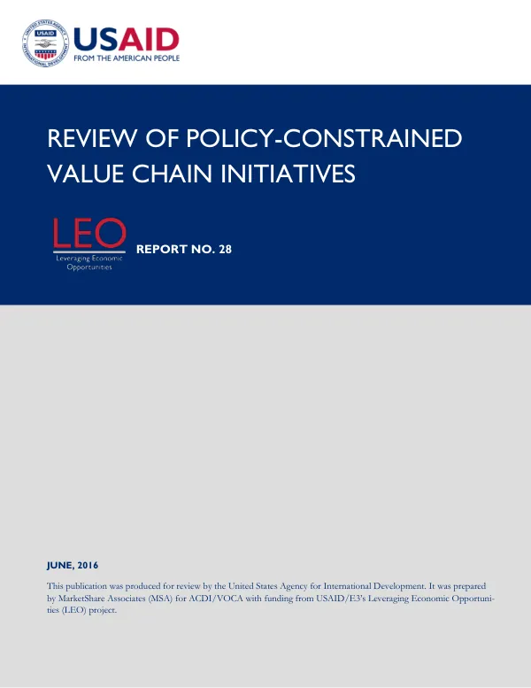 Review of Policy-Constrained Value Chain Initiatives