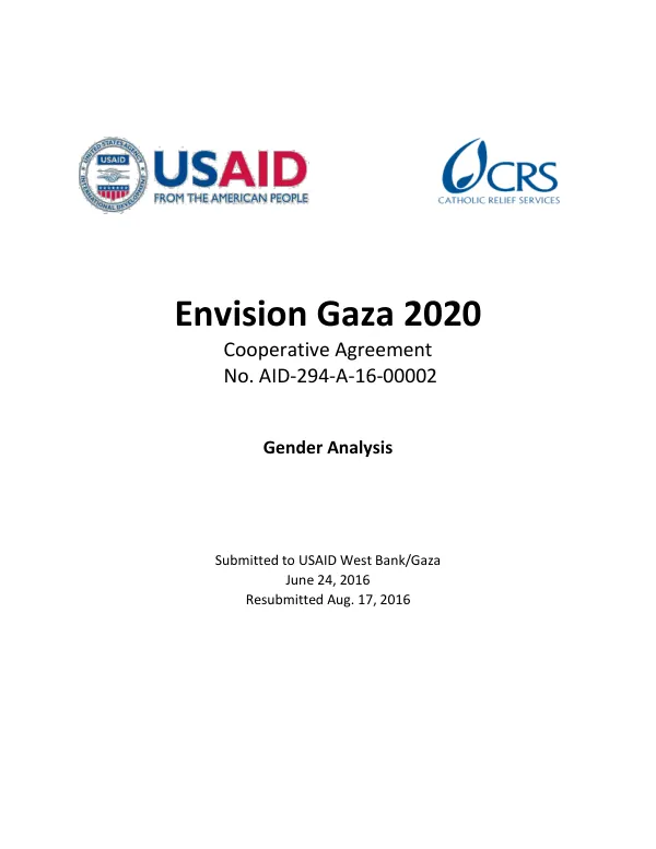 Gender Analysis for Envision Gaza 2020