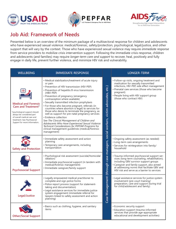 Job Aid: Framework of Needs