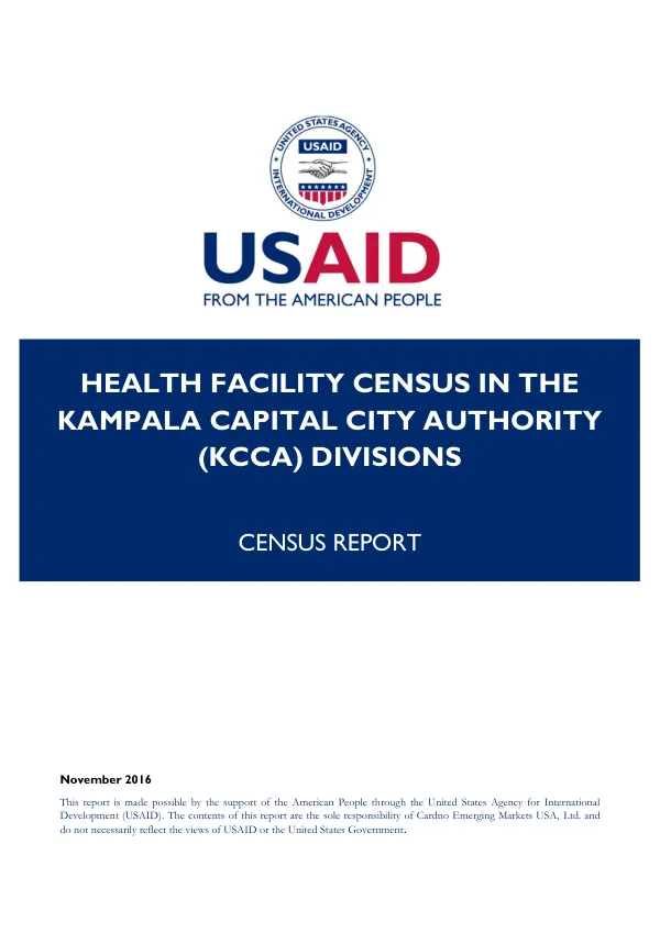 Health Facility Census in the Kampala Capital City Authority (KCCA) Divisions Census Report