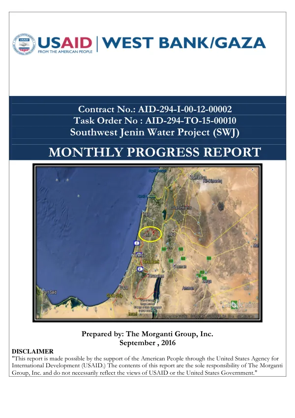 Monthly Progress Report No. 11: Southwest Jenin Water Project