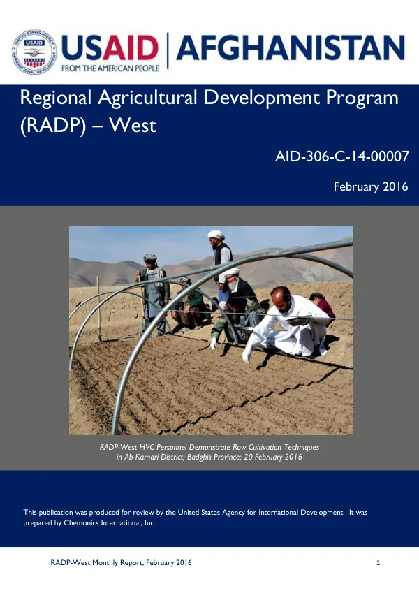 RADP-West Monthly Report, February 2016
