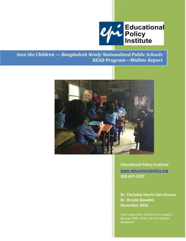 Save the Children — Bangladesh Newly Nationalized Public Schools READ Program—Midline Report