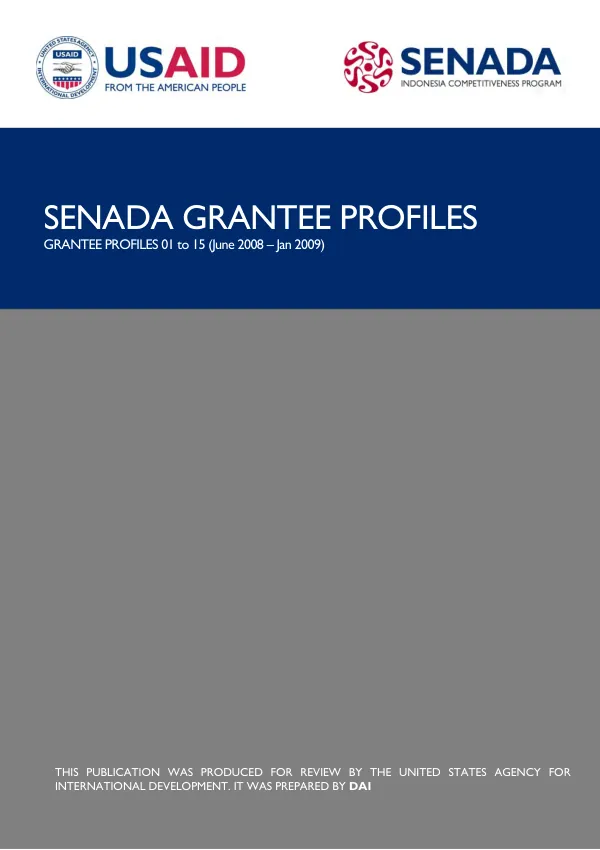 SENADA grantee profiles : grantee profiles 01 to 15 (June 2008-Jan 2009)