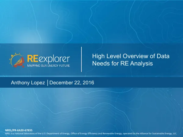 High Level Overview of Data Needs for RE Analysis