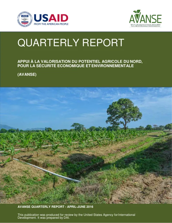 AVANSE Quarterly Report April-June 2016