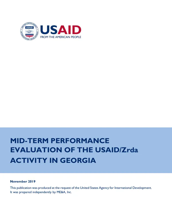 Mid-term performance evaluation of the USAID/zrda activity in Georgia
