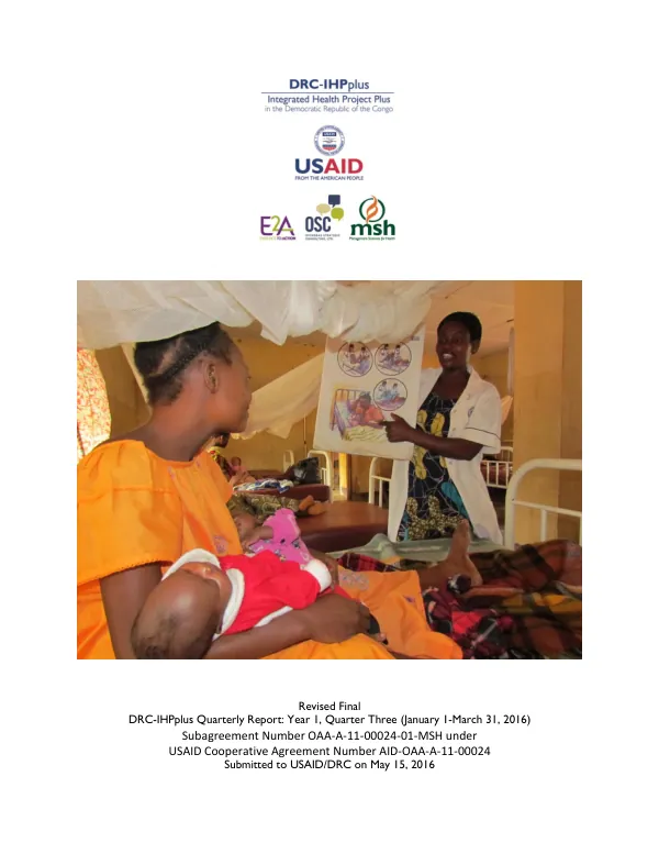 DRC-IHPplus Year One Quarter Three Report: January 1-March 31, 2016