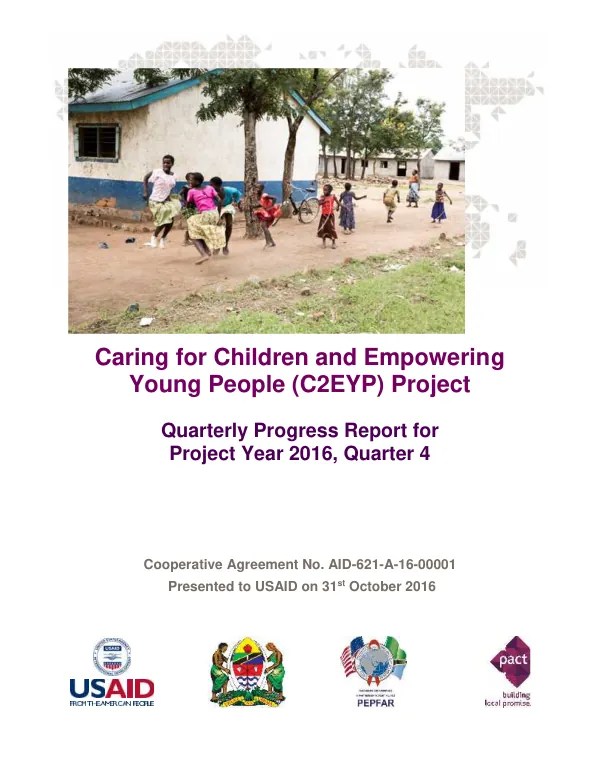 Caring for Children and Empowering Young People (C2EYP) Project Quarterly Progress Report for Project Year 2016, Quarter 4