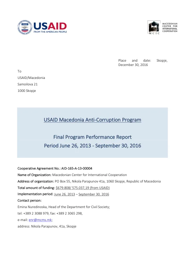 Final Program Performance Report