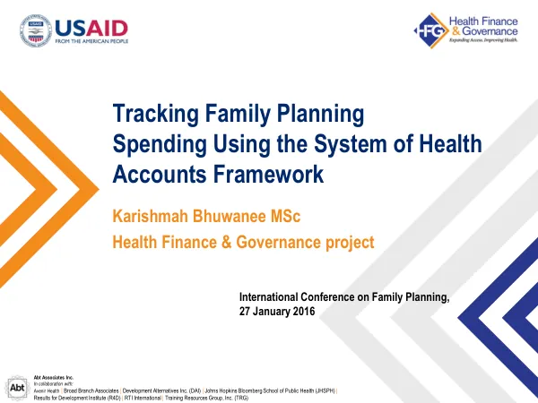 Tracking Family Planning Spending Using the System of Health Accounts Framework