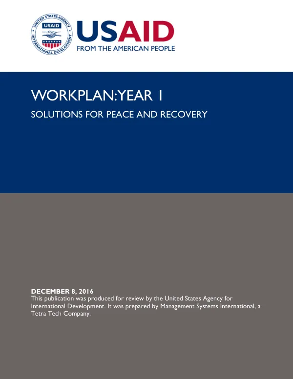 Workplan: Year 1 Solutions for Peace and Recovery