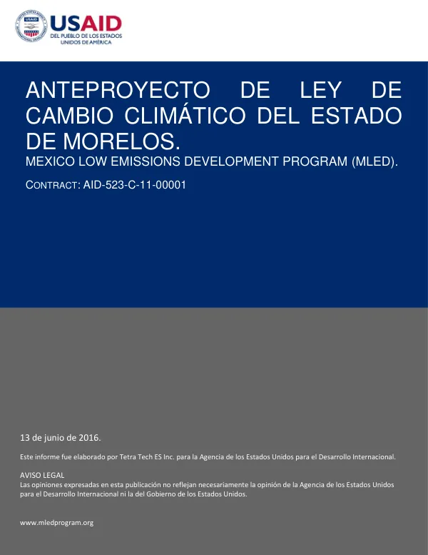 Anteproyecto de Ley de Cambio Climático del Estado de Morelos