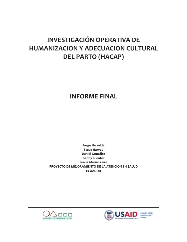 Investigación operativa de humanización y adecuación cultural del parto (HACAP)