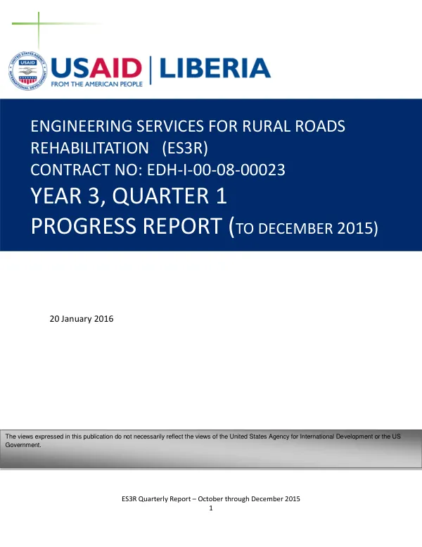 ES3R Quarterly Report – October through December 2015