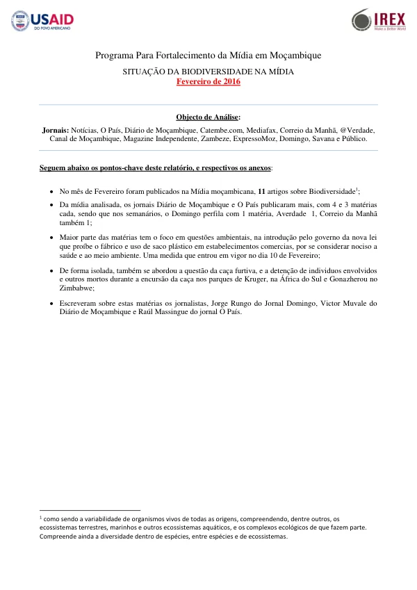 SITUAÇÃO DA BIODIVERSIDADE NA MÍDIA