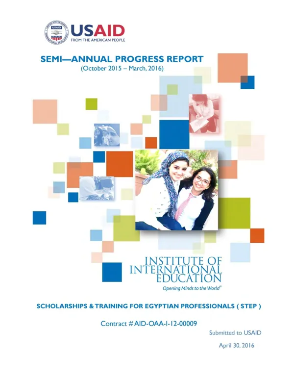 5th Semi-Annual Progress Report: Scholarships and Trainings for Egyptian Professionals (STEP)
