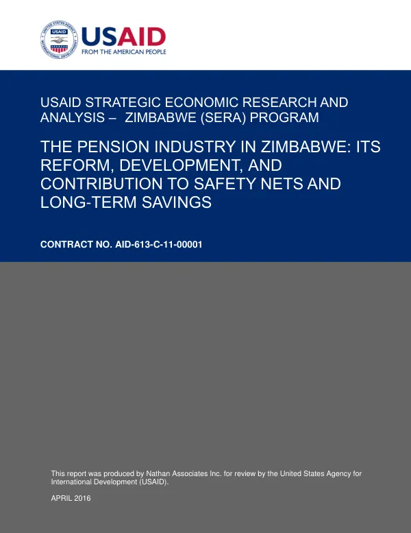 The Pension Industry in Zimbabwe: Its Reform, Development, and Contribution to Safety Nets and Long-Term Savings