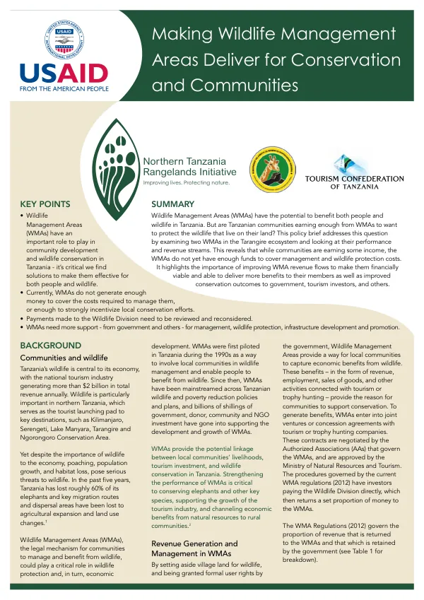 Making Wildlife Management Areas Deliver for Conservation and Communities