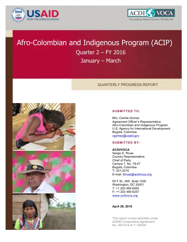 ACIP Quarterly Report January – March 2016
