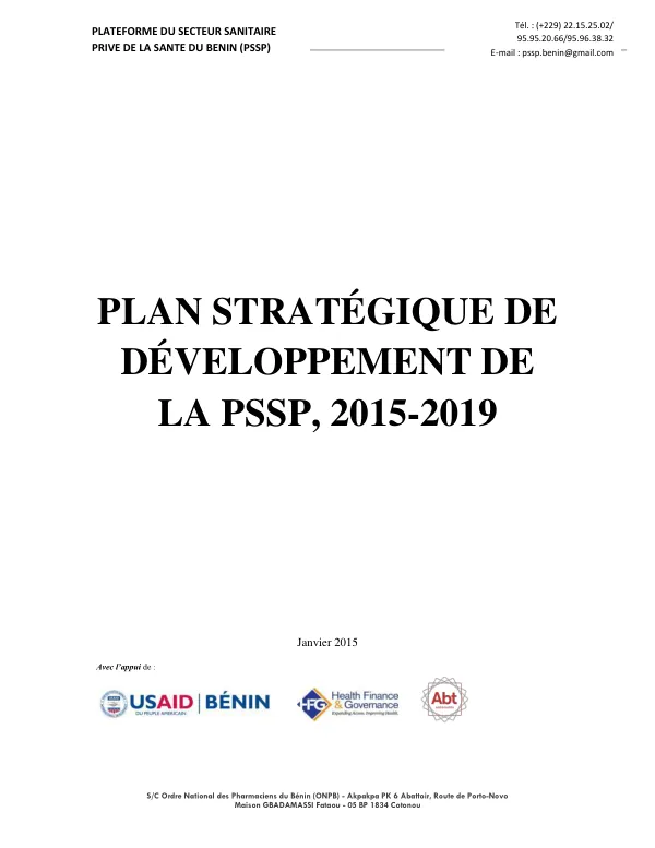 Plan stratégique de développement de la PSSP