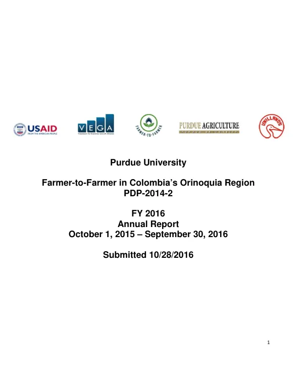 Farmer-to-Farmer in Colombia’s Orinoquia Region Annual Report FY 2016