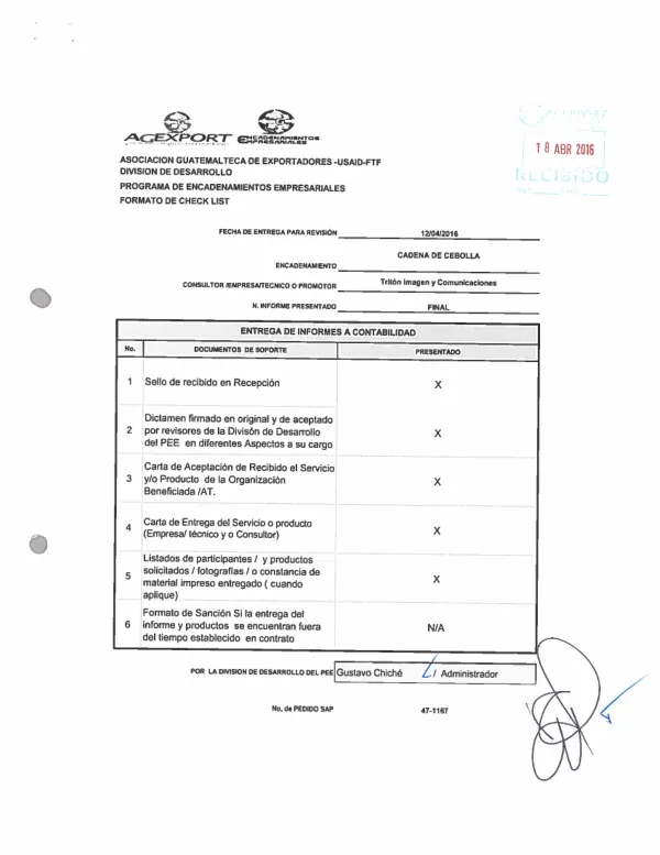 Asesoría para diseño y desarrollo de imagen empresarial para la Cadena Empresarial de Organizaciones productoras de Cebolla. RVCP/AGEXPORT