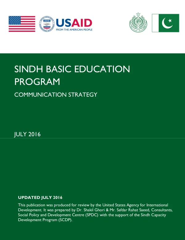Sindh Basic Education Program Communication Strategy