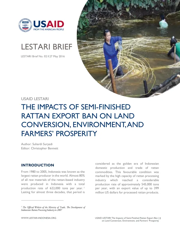 The Impacts of Semi-Finished Rattan Export Ban on Land Conversion, Environment, and Farmers’ Prosperity