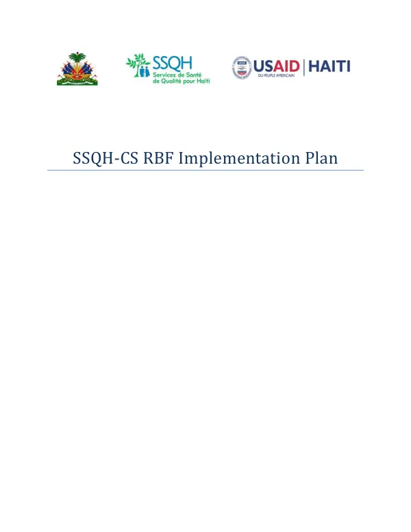 Results Based Financing Implementation Plan