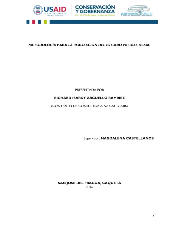 FORMATO INFORME DE ACTIVIDADES PARA LA REALIZACIÓN DEL ESTUDIO PREDIAL DCSAC