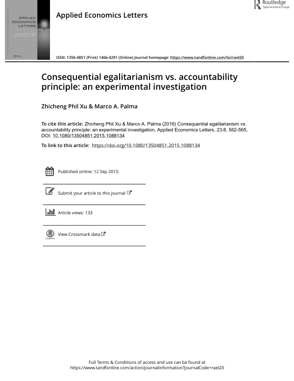 Consequential egalitarianism vs. accountability principle: an experimental investigation