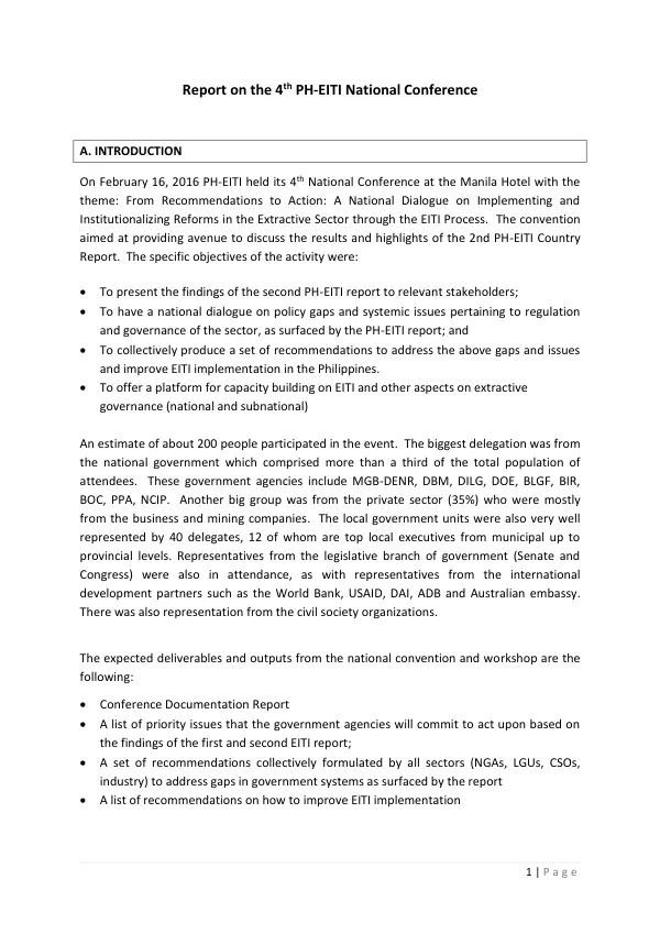 Report on the 4th PH-EITI National Conference