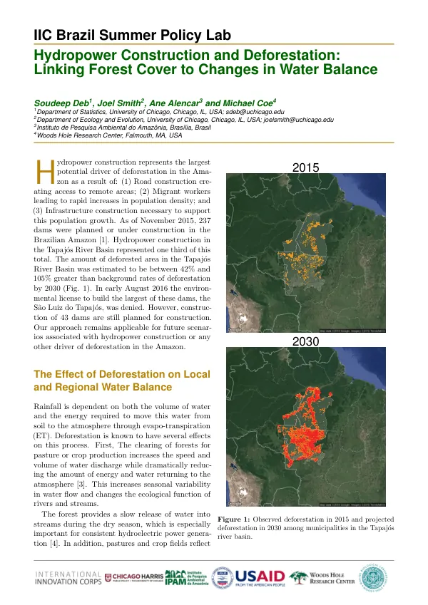 Hydropower Construction and Deforestation: Linking Forest Cover to Changes in Water Balance